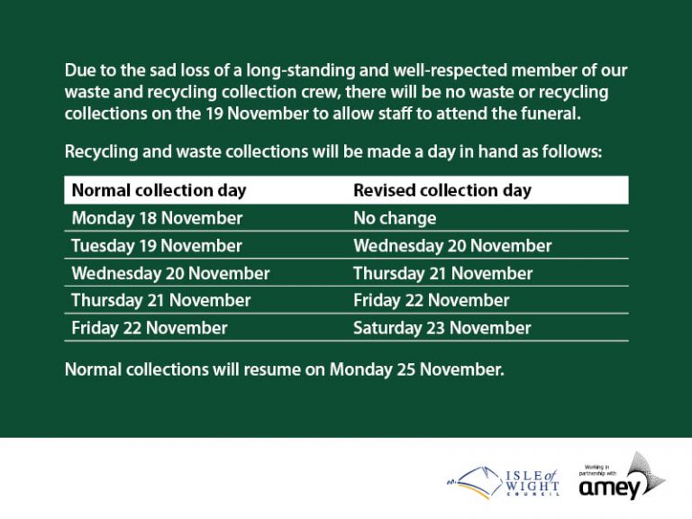 Revised Waste Collection Dates Freshwater Parish Council Isle Of Wight